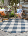 Patio Plaid Collection Area Rug - Veranda Round Blue  lifestyle 128