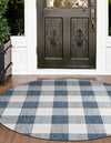 Patio Plaid Collection Area Rug - Veranda Round Blue  lifestyle 151