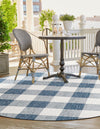 Patio Plaid Collection Area Rug - Veranda Round Blue  lifestyle 163