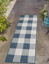 Patio Plaid Collection Area Rug - Veranda Runner Blue  lifestyle 188