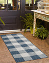 Patio Plaid Collection Area Rug - Veranda Runner Blue  lifestyle 200