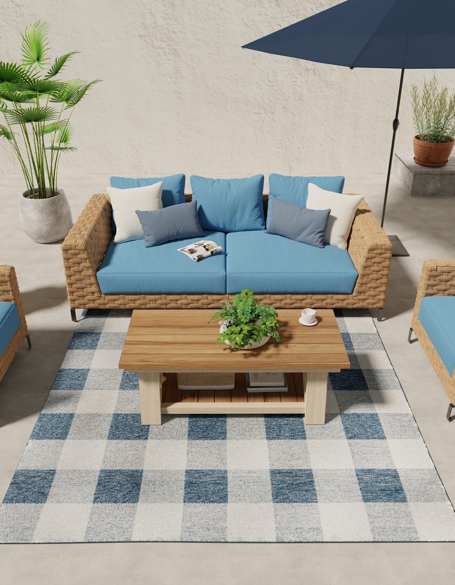 Patio Plaid Collection Area Rug - Veranda