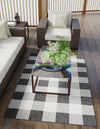 Patio Plaid Collection Area Rug - Veranda Rectangle Black and White  lifestyle 10