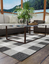 Patio Plaid Collection Area Rug - Veranda Rectangle Black and White  lifestyle 16