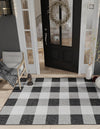 Patio Plaid Collection Area Rug - Veranda Rectangle Black and White  lifestyle 37