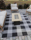 Patio Plaid Collection Area Rug - Veranda Rectangle Black and White  lifestyle 49