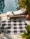 Patio Plaid Collection Area Rug - Veranda Round Black and White  lifestyle 172