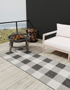 Patio Plaid Collection Area Rug - Veranda Runner Black and White  lifestyle 185