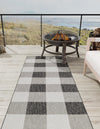 Patio Plaid Collection Area Rug - Veranda Runner Black and White  lifestyle 197