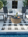 Patio Plaid Collection Area Rug - Veranda Square Black and White  lifestyle 127