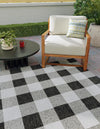 Patio Plaid Collection Area Rug - Veranda Square Black and White  lifestyle 174