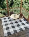 Patio Plaid Collection Area Rug - Veranda Square Black and White  lifestyle 186