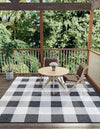 Patio Plaid Collection Area Rug - Veranda Square Black and White  lifestyle 198