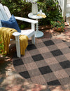 Patio Plaid Collection Area Rug - Veranda Round Black and Brown  lifestyle 105