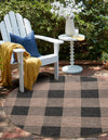 Patio Plaid Collection Area Rug - Veranda Round Black and Brown  lifestyle 123