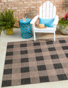 Patio Plaid Collection Area Rug - Veranda Square Black and Brown  lifestyle 106