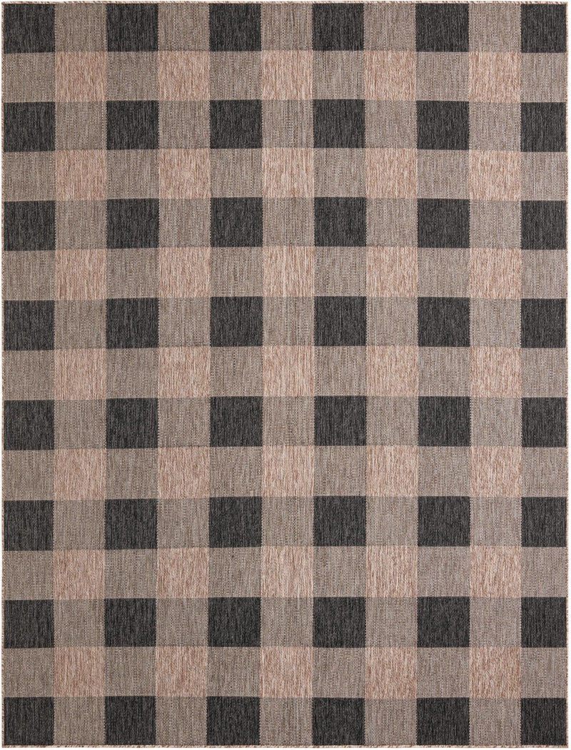 Patio Plaid Collection Area Rug - Veranda Rectangle Black and Brown Main