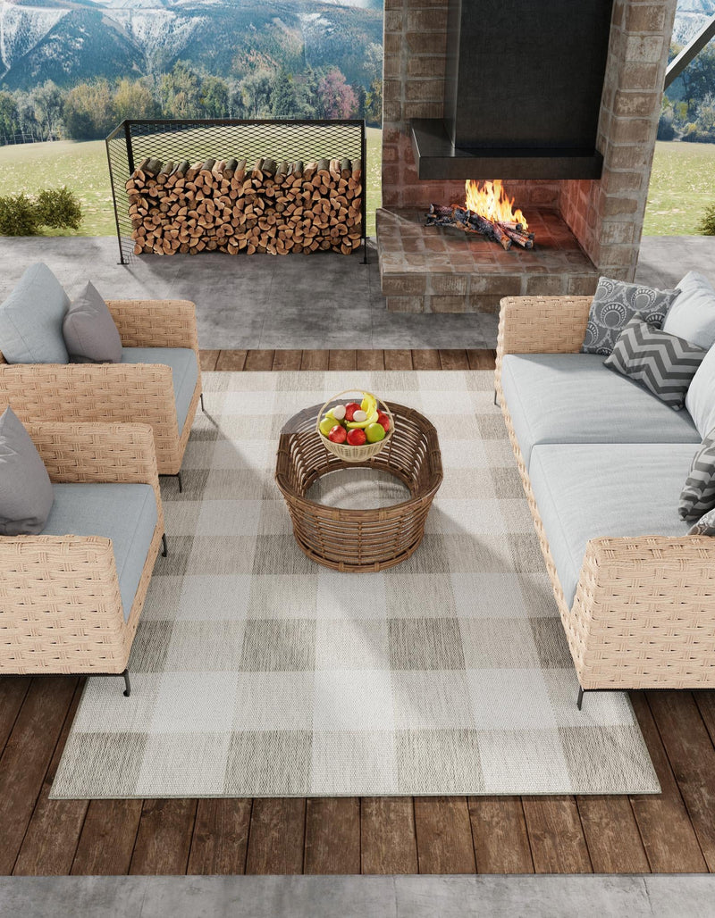 Patio Plaid Collection Area Rug - Veranda Rectangle Gray  lifestyle 10