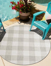 Patio Plaid Collection Area Rug - Veranda Round Gray  lifestyle 0