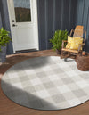 Patio Plaid Collection Area Rug - Veranda Round Gray  lifestyle 3