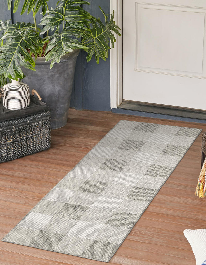 Patio Plaid Collection Area Rug - Veranda Runner Gray  lifestyle 112