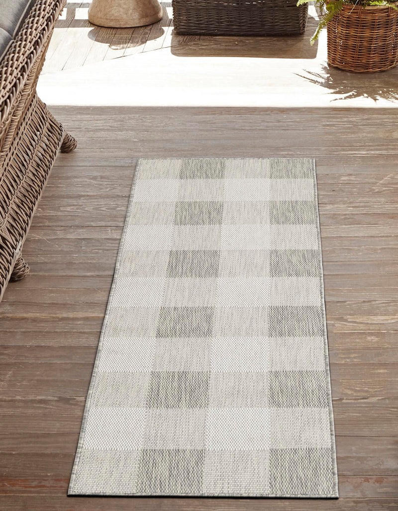 Patio Plaid Collection Area Rug - Veranda Runner Gray  lifestyle 153