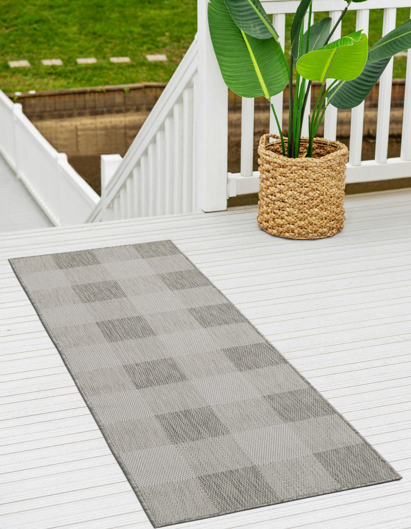 Patio Plaid Collection Area Rug - Veranda Runner Gray  lifestyle 177