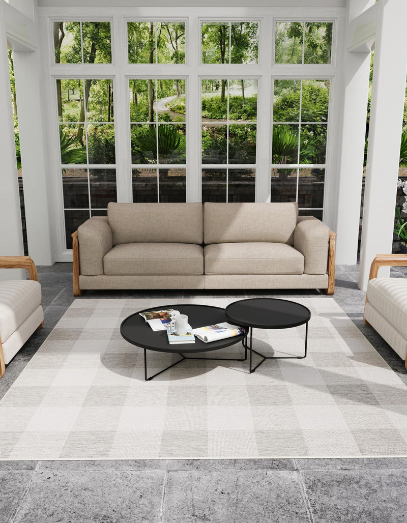 Patio Plaid Collection Area Rug - Veranda Square Gray  lifestyle 178