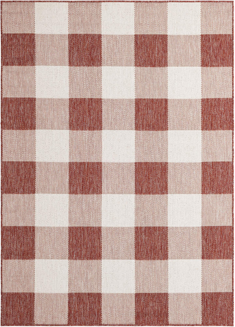 Patio Plaid Collection Area Rug - Veranda Rectangle Red Main