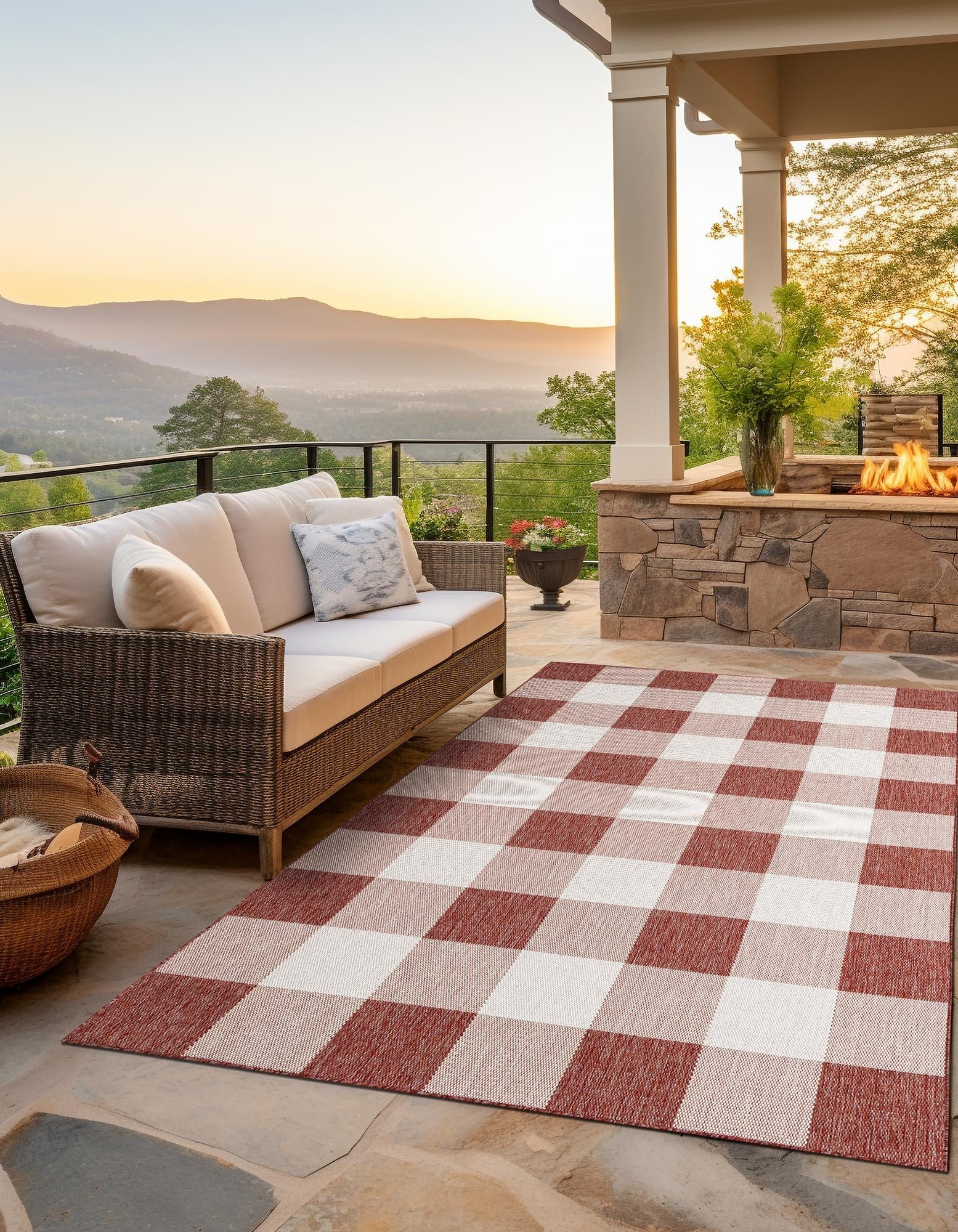 Patio Plaid Collection Area Rug - Veranda