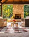 Patio Plaid Collection Area Rug - Veranda Round Red  lifestyle 4