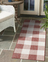 Patio Plaid Collection Area Rug - Veranda Runner Red  lifestyle 191