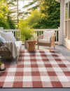 Patio Plaid Collection Area Rug - Veranda Square Red  lifestyle 0