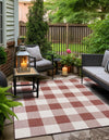 Patio Plaid Collection Area Rug - Veranda Square Red  lifestyle 4