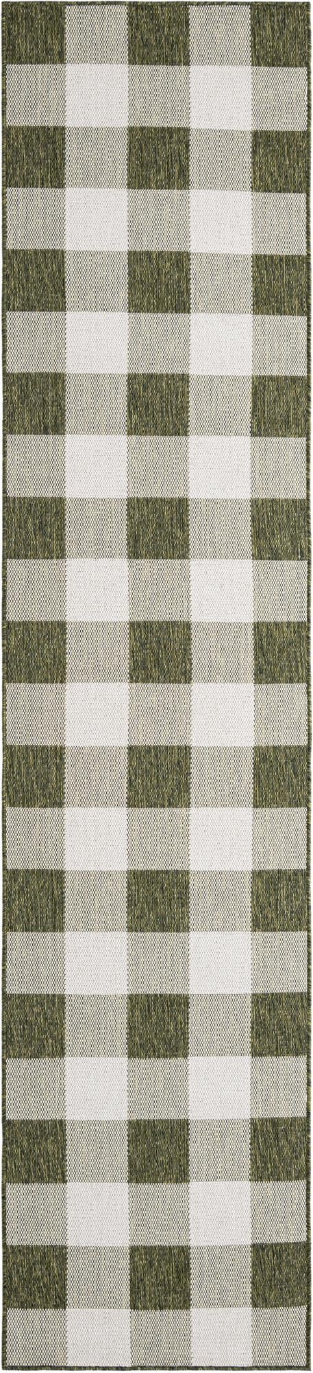 Patio Plaid Collection Area Rug - Veranda Runner Green Main