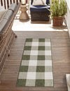 Patio Plaid Collection Area Rug - Veranda Runner Green  lifestyle 0