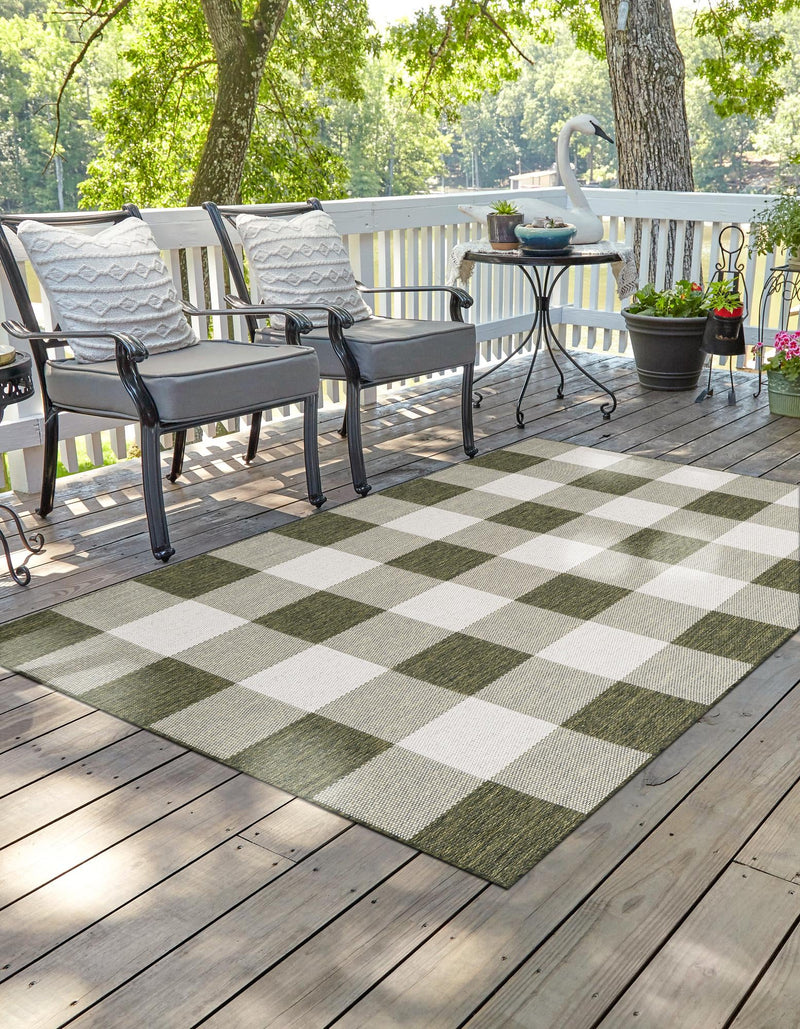 Patio Plaid Collection Area Rug - Veranda Rectangle Green  lifestyle 17