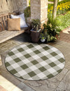 Patio Plaid Collection Area Rug - Veranda Round Green  lifestyle 0