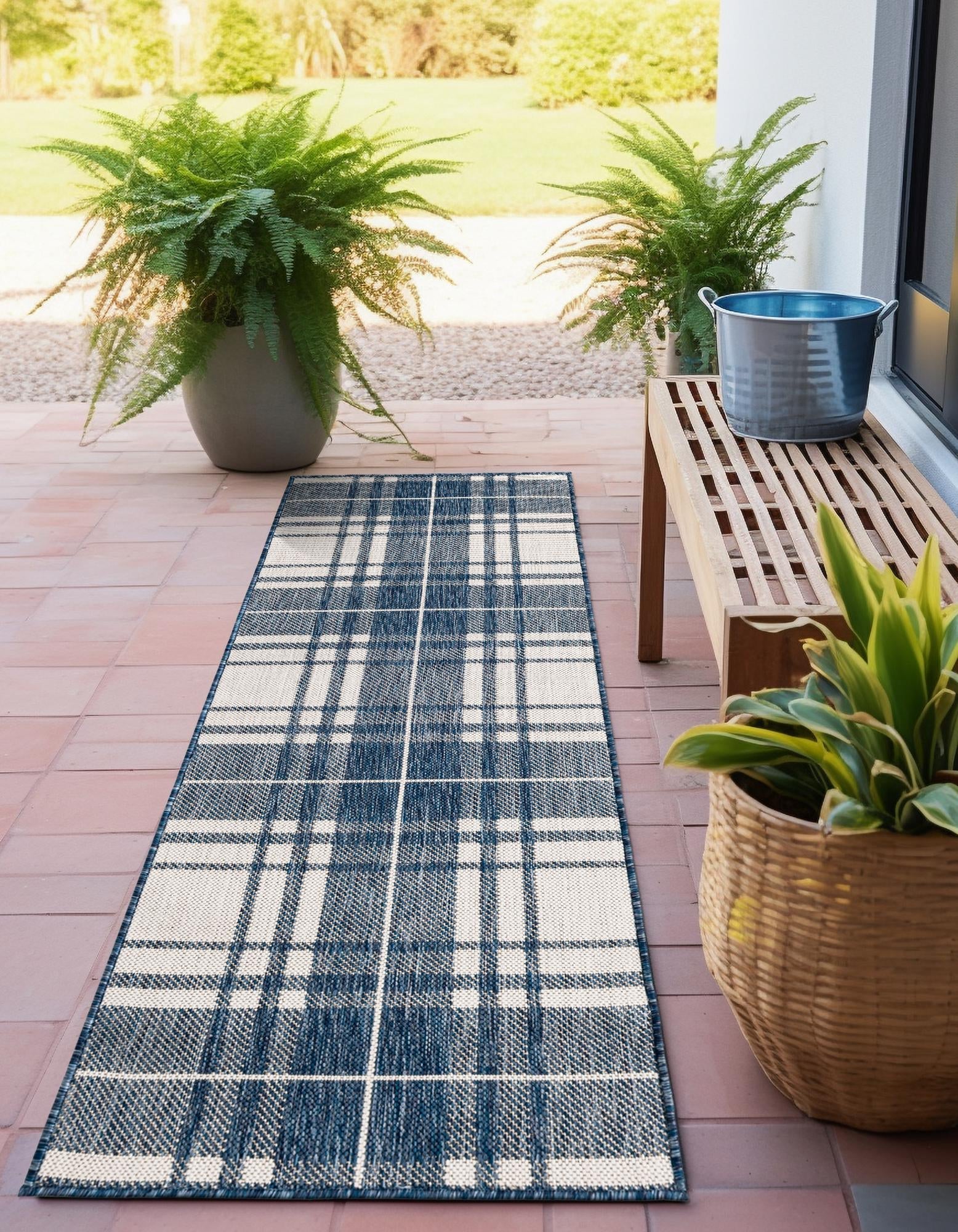 Patio Plaid Collection Area Rug -  Terrace