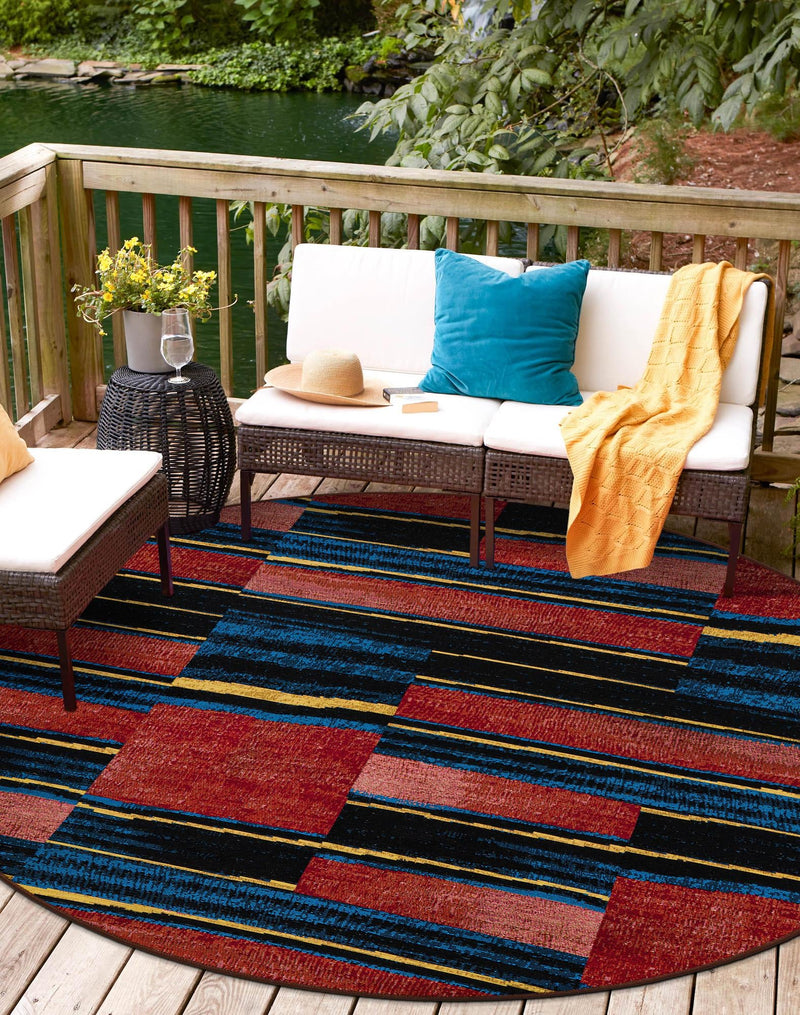 Urban Terrace Collection Area Rug -  Courtyard Round Multi  lifestyle 27