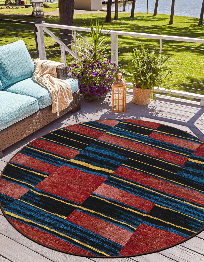 Urban Terrace Collection Area Rug -  Courtyard Round Multi  lifestyle 33