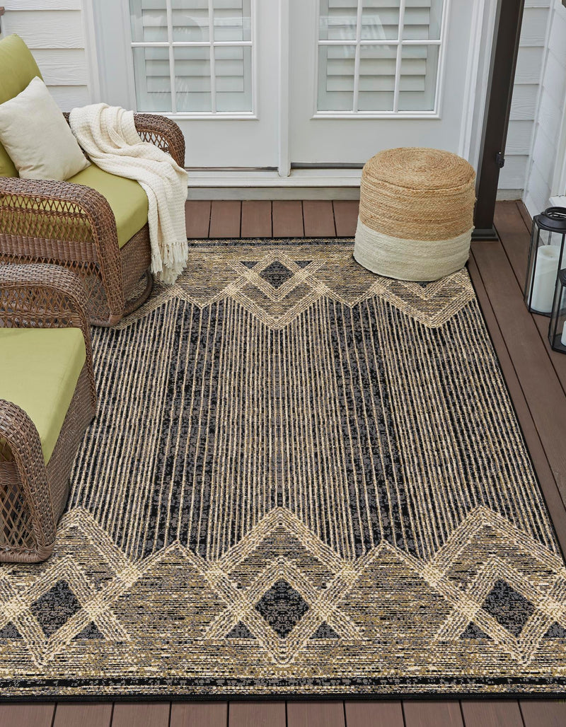 Urban Terrace Collection Area Rug -  Loft Rectangle Charcoal  lifestyle 3