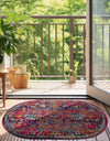 Prague Tapestry Collection Area Rug -  Moravia Oval Fuchsia  lifestyle 52