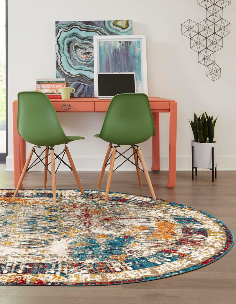 Amalfi Coast Woven Collection Area Rug -  Capri Oval Multi  lifestyle 101