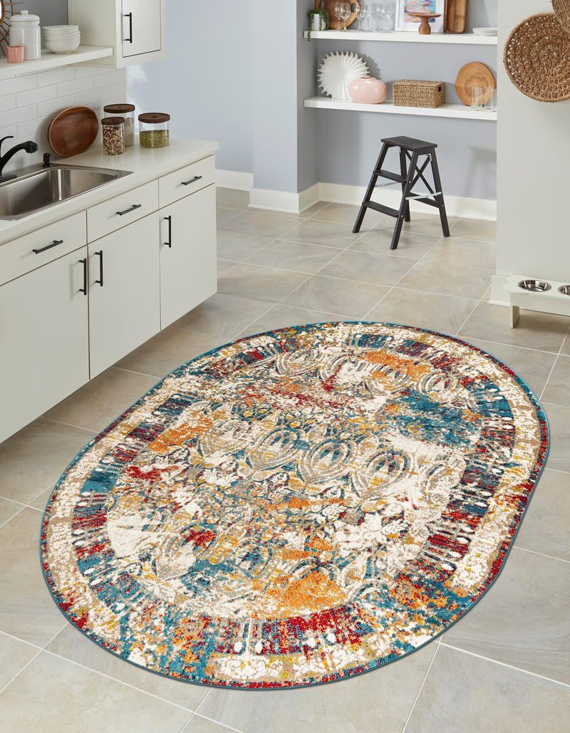 Amalfi Coast Woven Collection Area Rug -  Capri Oval Multi  lifestyle 106