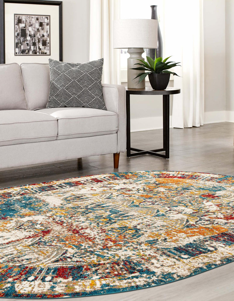 Amalfi Coast Woven Collection Area Rug -  Capri Oval Multi  lifestyle 112