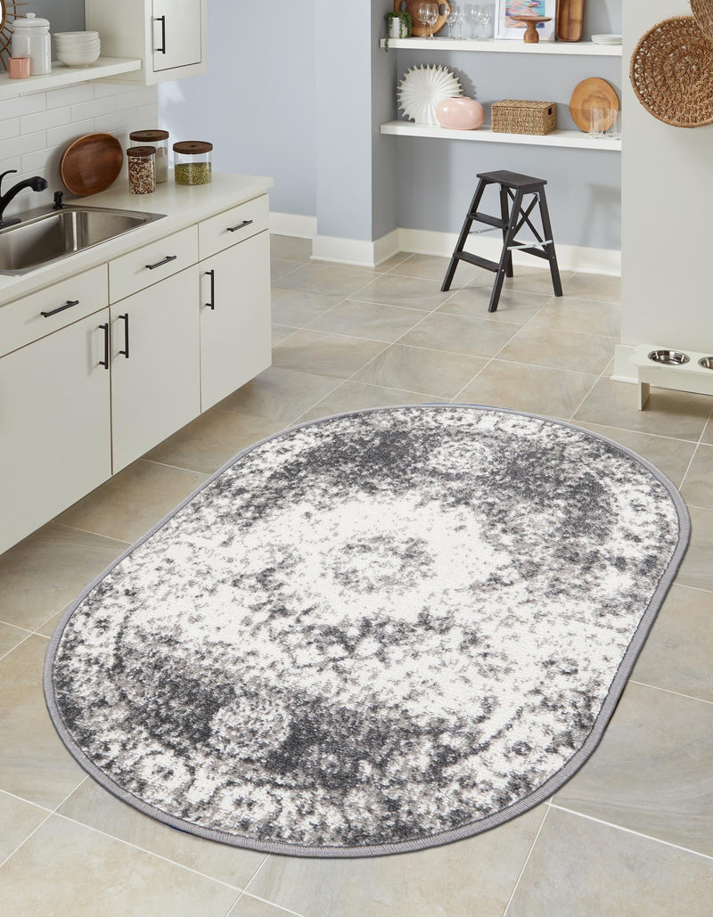 Amalfi Coast Woven Collection Area Rug -  Ravello Oval Gray  lifestyle 34