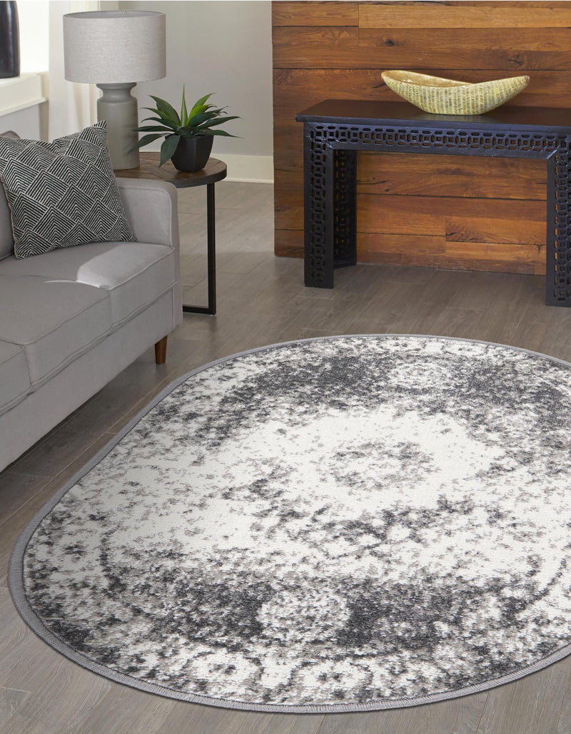 Amalfi Coast Woven Collection Area Rug -  Ravello Oval Gray  lifestyle 69