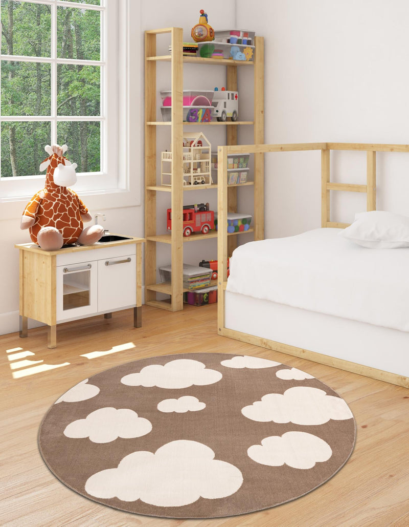 Wonder Tykes Collection Area Rug -  Dreamview Round Hazelnut Beige  lifestyle 69