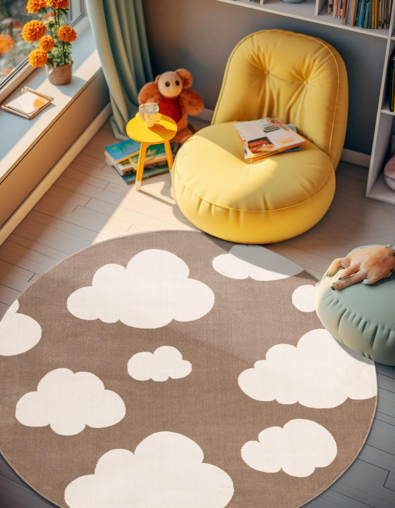 Wonder Tykes Collection Area Rug -  Dreamview Round Hazelnut Beige  lifestyle 78